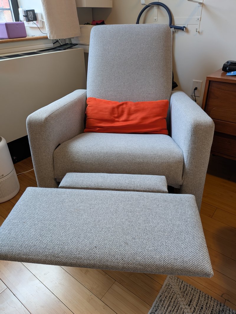 Monte Design Grano Glider Recliner — Cloud Grey / Gold Swivel Base